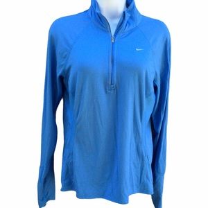 Half Zip NIKE Dri Fit Sweatshirt Blue Women Collar